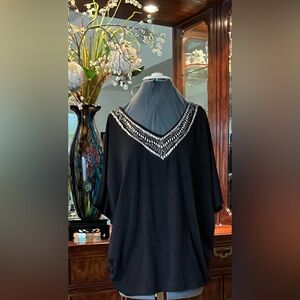 Black Beaded V-Neck Women's Top. Reduction sale 2026